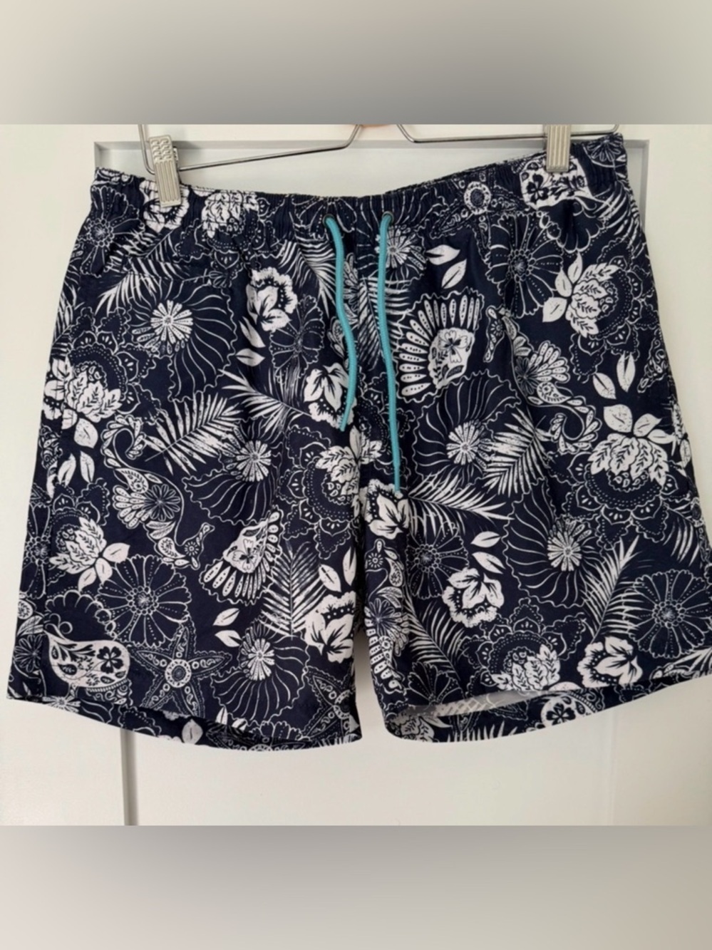 Men’s Navy Floral Swim Trunks 🌊 Beach Vacation Board Shorts Resort Summer Pool